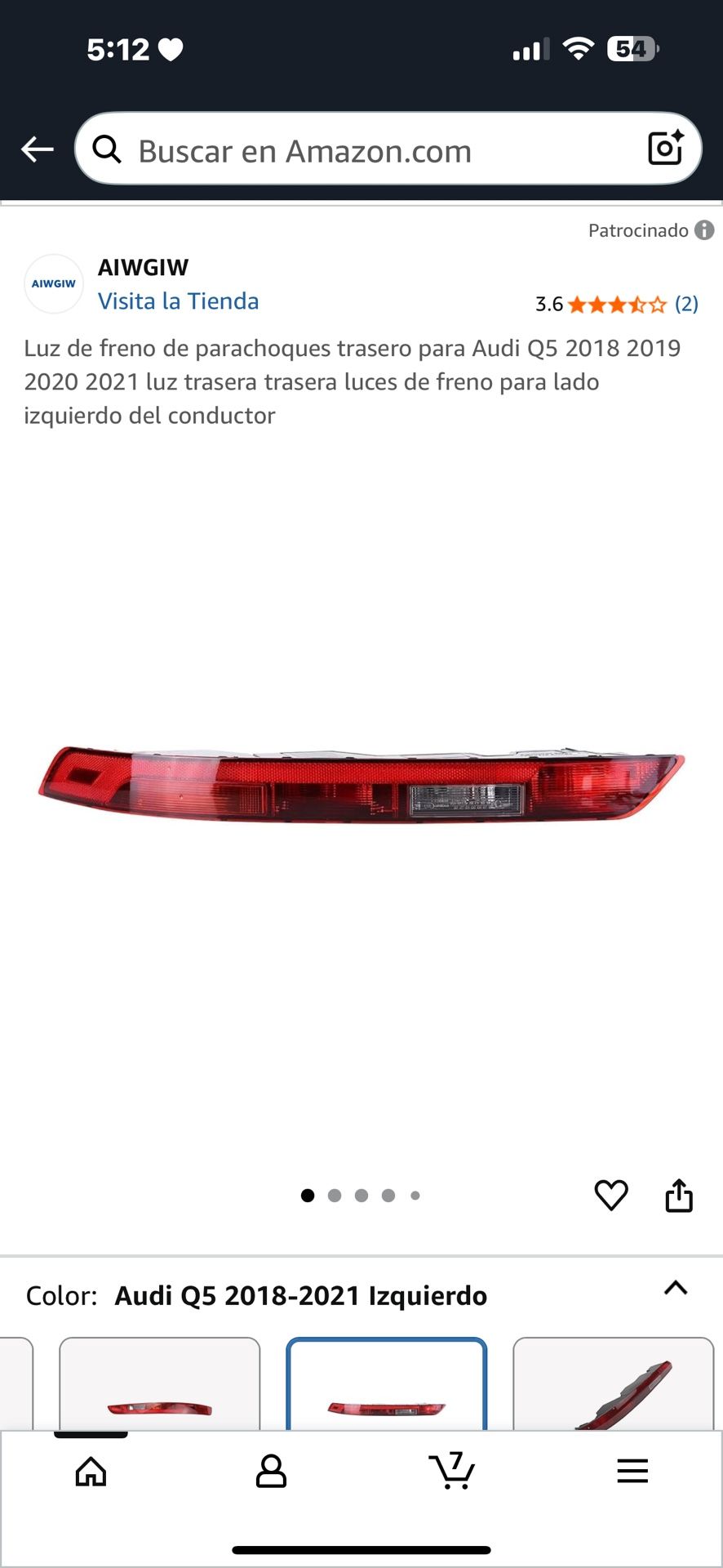 Luz De Freno Trasero De La Parte Del Conductor Para Audi Q5 2018-2021