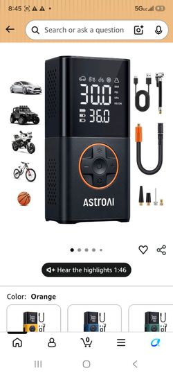 AstroAI L7 Tire Inflator Portable Air Compressor,150 PSI Cordless Mini Air Bike Auto Shut-Off Pump with Digital Display Pressure Gauge, Fast Inflation