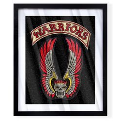 Custom art piece of the warriors movie emblem on black frame