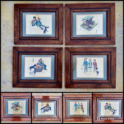 4 Norman Rockwell Customer Framed & Matted Pictures that have raised relief