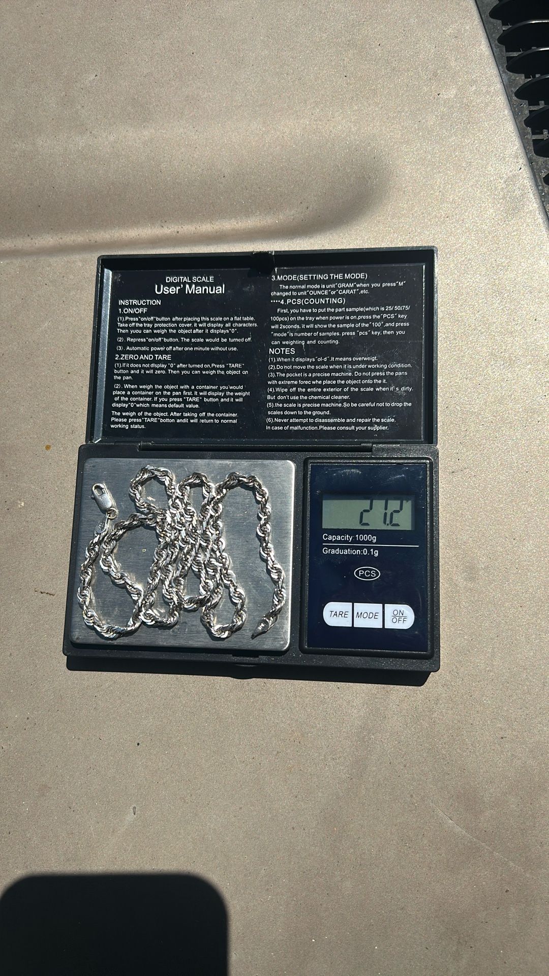 10k White Gold Solid Rope Chain