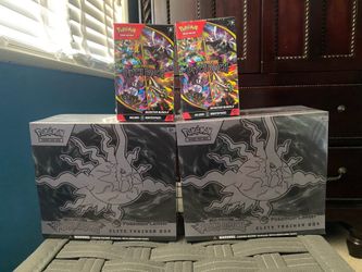 Pokémon center pitch black elite trainer box and bundles.