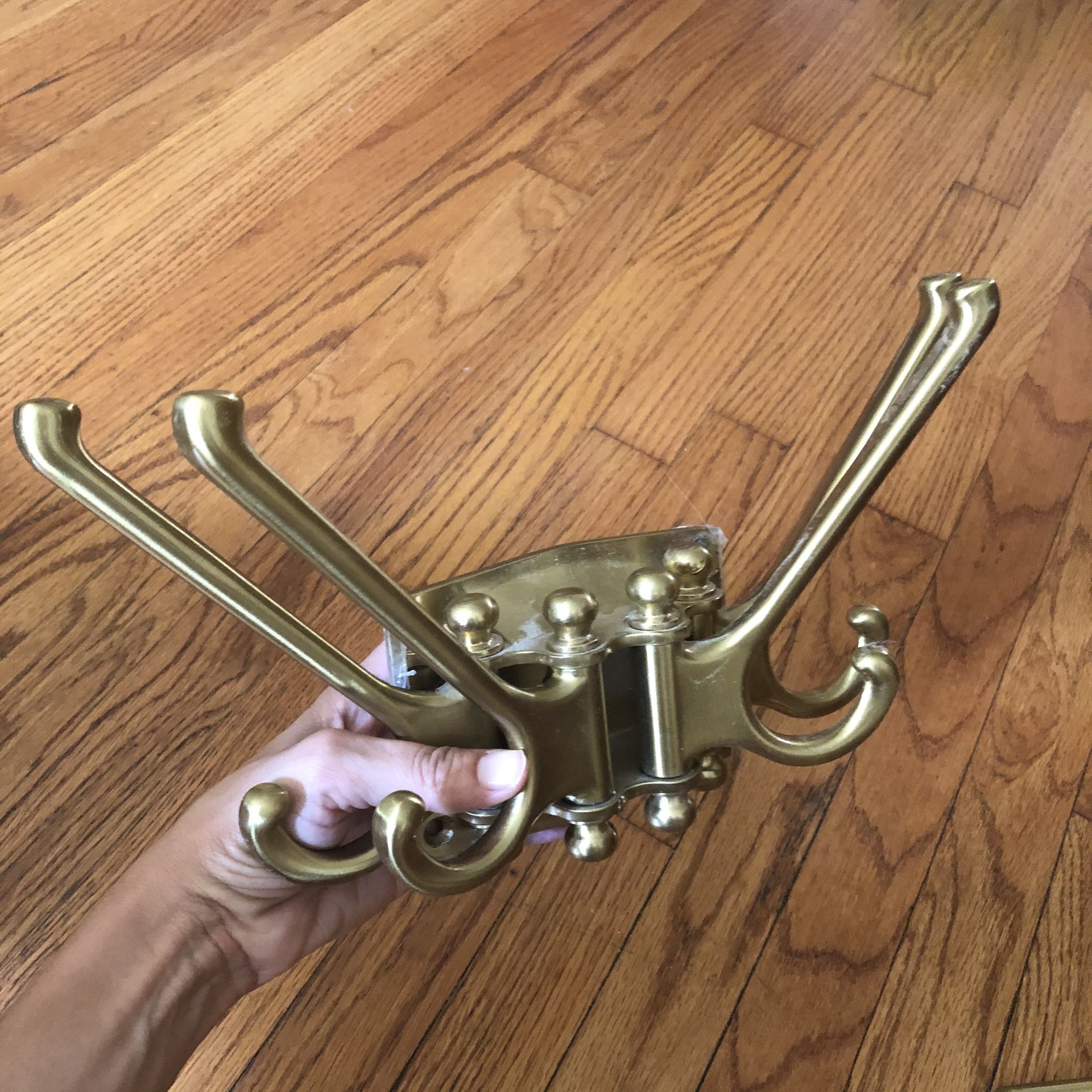 Brass Rack movable hooks hats coats scarves bags etc