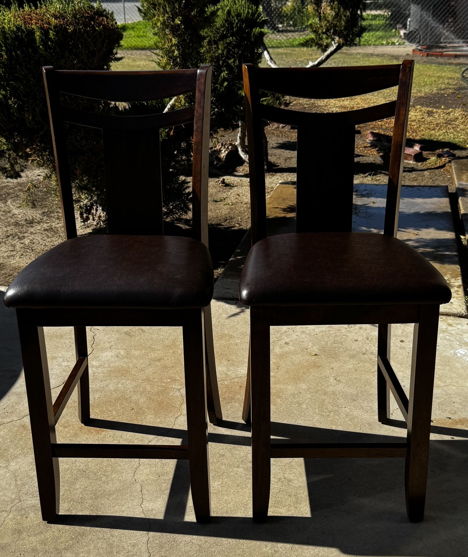Dining Chairs 2 Padded Brown Wood Bar Stools Counter Height Dining Chairs