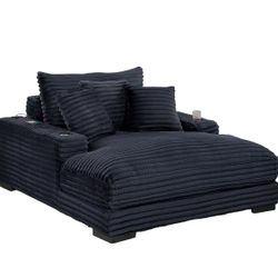 New Black Corduroy Chaise Lounge with USB! Includes Free Delivery 🚚!