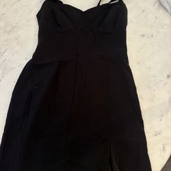 Black Linen Dress Women Small