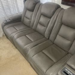 Living Room Leather Recliner Sofa Set