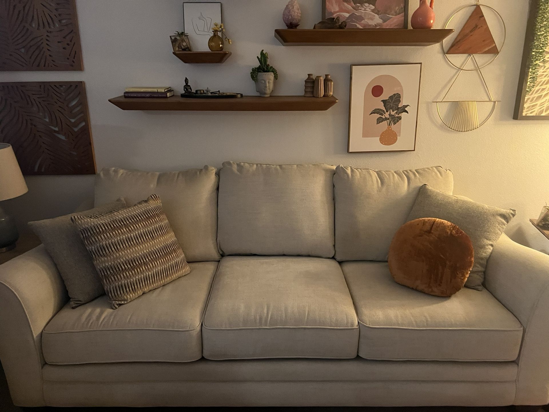 Living Spaces Large Sofa With 3 Free Pillows