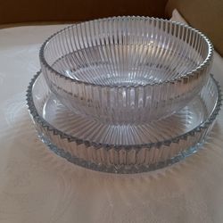 Vintage Heisy Glass Bowl with Matching Under Plate