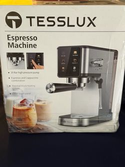 Cafetera espresso TESSLUX nueva de 20 bares con espumador