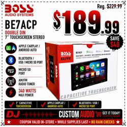 Boss BE7ACP 7" Double Din Touchscreen Stereo USB Apple Carplay Android Auto Bluetooth Am Fm Radio 340 Watts 🚨 Payment Options Available 🚨 No Credit 
