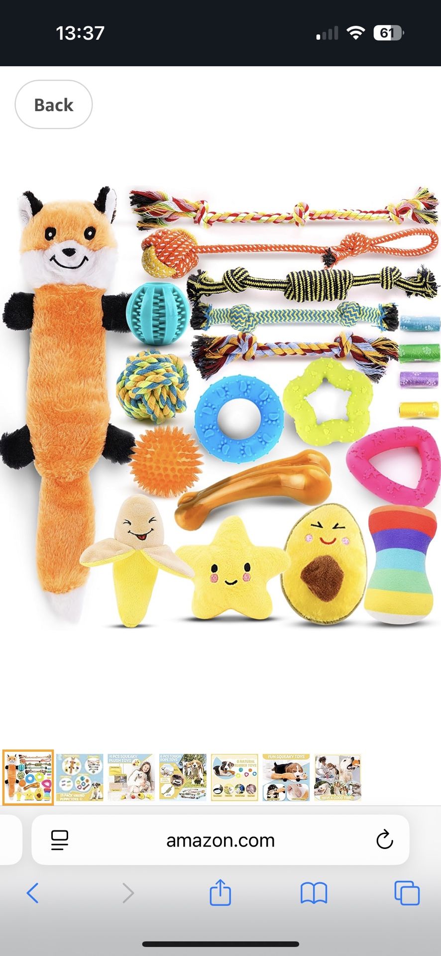 B113 Puppy Toys 21 Pack, Small Dog Chew Toys with Rope Toys for Teething Pet Cute Squeak Toy with Treating Ball for Puppy, Small Dogs
