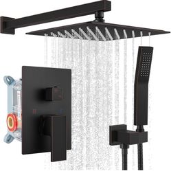 gotonovo Rainfall Bathroom Shower System Rain Shower Head and Handle Set Wall Mounted Shower Complete