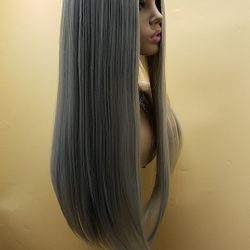 Long Gray Straight Wig