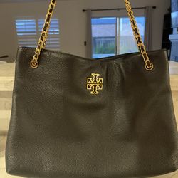 Tory Burch soft leather tote w/gold chain strap