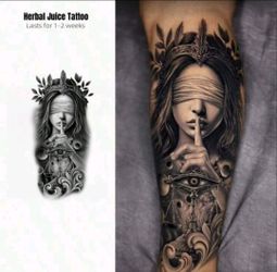 Blindfolded Goddess Temporary Tattoo - Made With Plant-Based Ingredients, Lasting Up To 15 Days