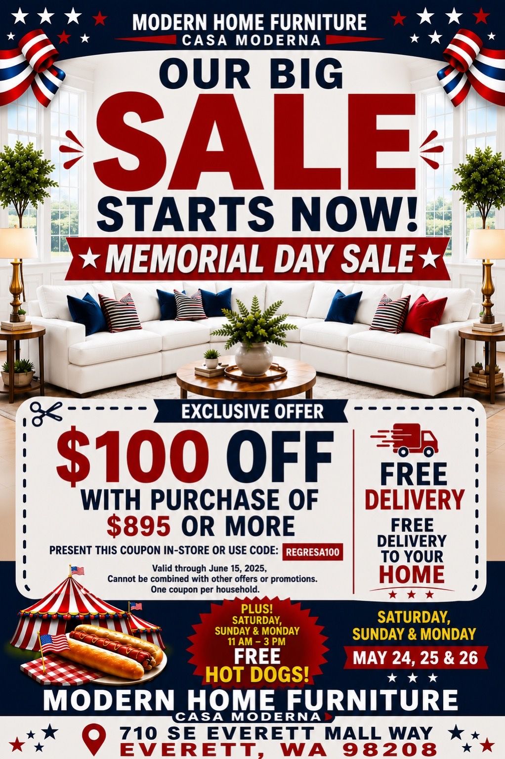 Memorial Sales Event ( Modern Home Furniture)