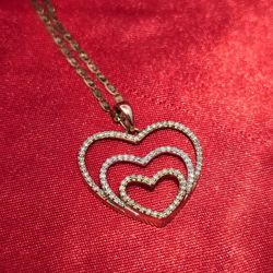 10k Yellow Gold Diamond Heart Pendant With Link Style Chain 0.50 ctw