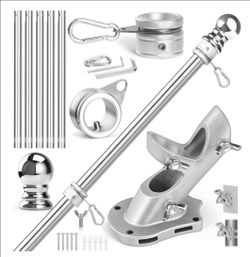 Flag Pole Kit, stainless steel, all you need included, 5ft