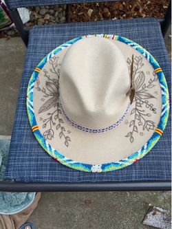 Beaded flat rimmed Hat
