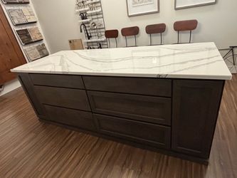 Huntwood Cabinets Island  and Quartz  countertop