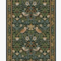 Ruggable Morris & Co Strawberry Thief Indigo Rug 6x9 Tufted With Built In Pad New