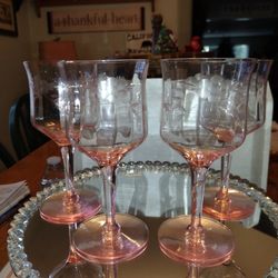 Set Of 4 ,Pink Depression Glass,, Mint Condition.