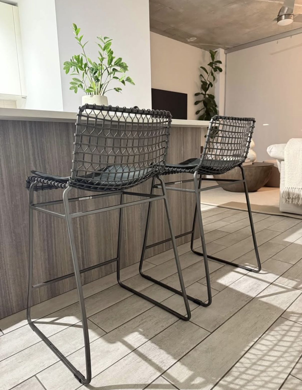 Crate & Barrel Tig Metal Counter Stool 