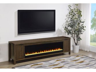 Carey Dark Pine 79-inch TV Stand Fireplace Media Console