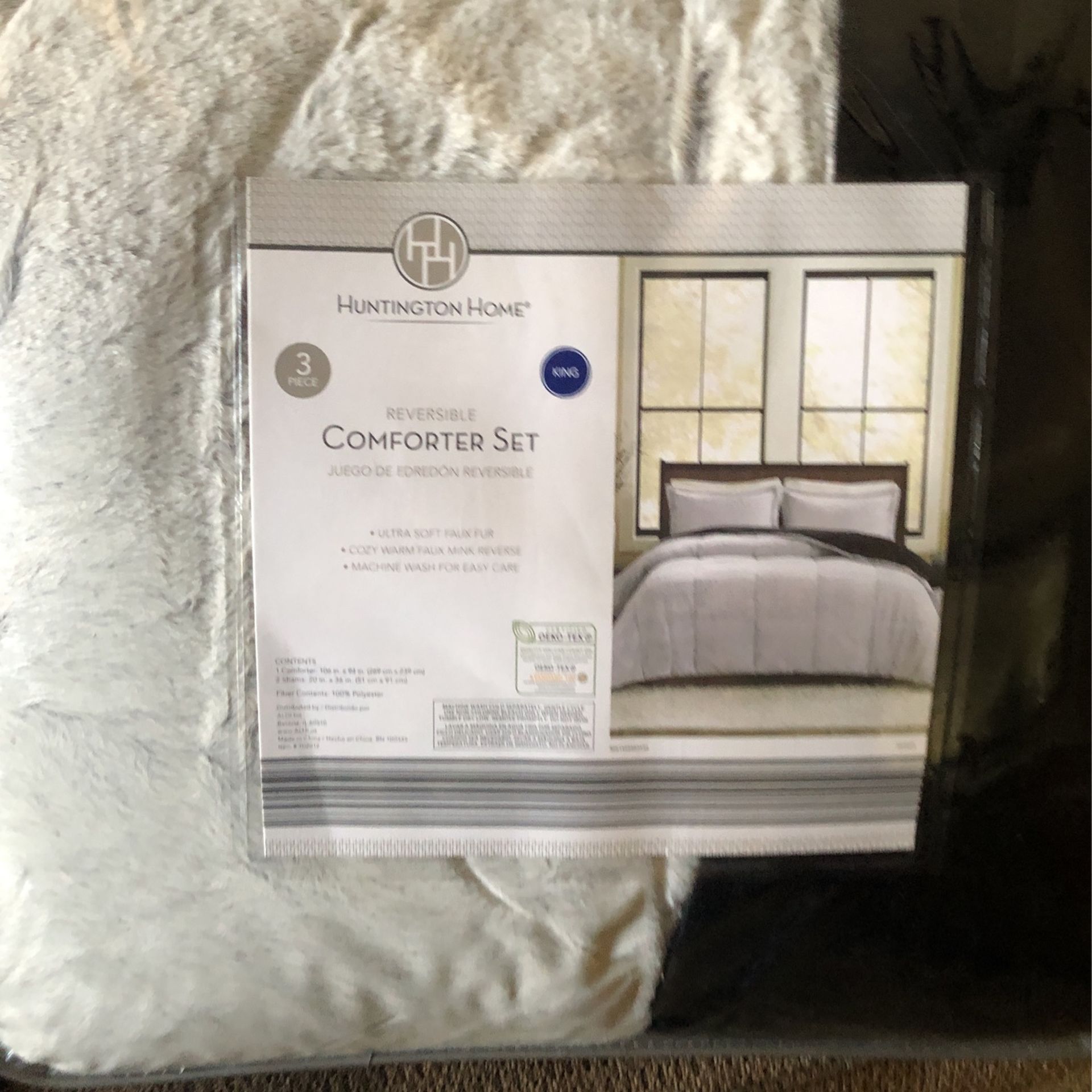 Three piece, king size, reversible, bedspread, and black and gray