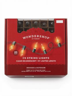NEW  Target Wondershop C9 Christmas Lights Clear Incandescent 20ct 19’ String 2 Boxes