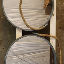 Two 15" Round Rope Hanging Mirriors