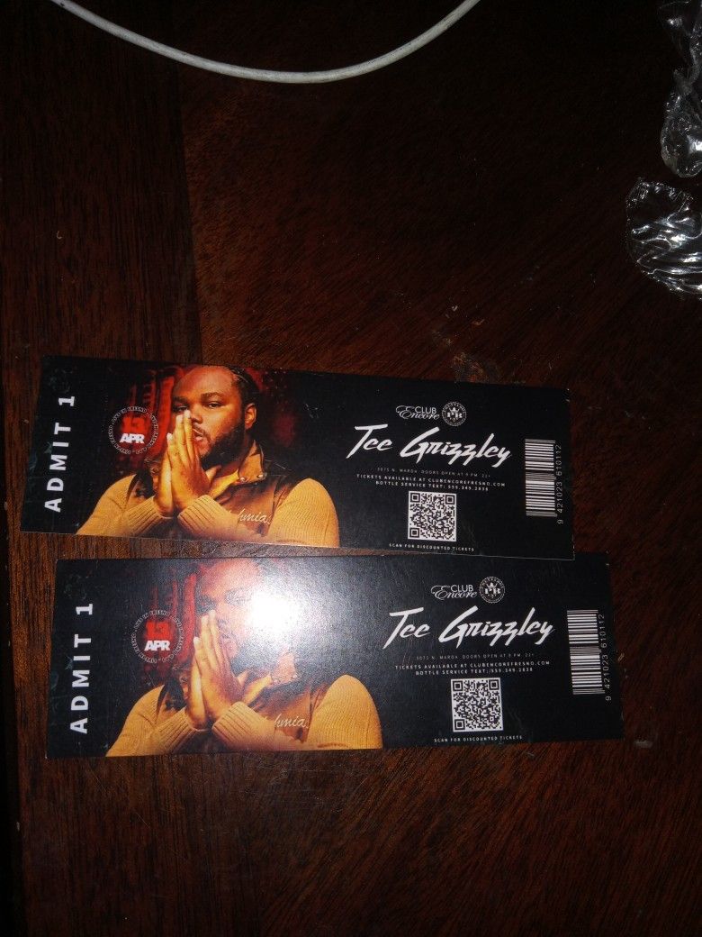 TICKETS 4 SALE (TEE GRIZZLEY)