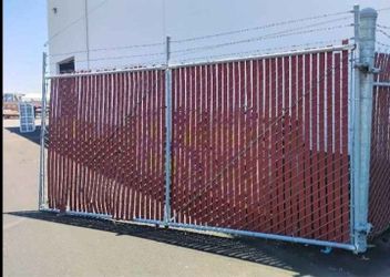 CHAIN LINK GATES - Commercial/ Industrial, (TWO) 8ft tall x 14 ft in-width gates, 35ft of fabric