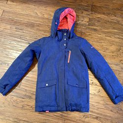 Girls Size 12 Blue Roxy Dry Flight Waterproof Insulated Hooded Ski/ Snowboard Jacket 