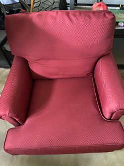 Burgundy Chair with Ottoman