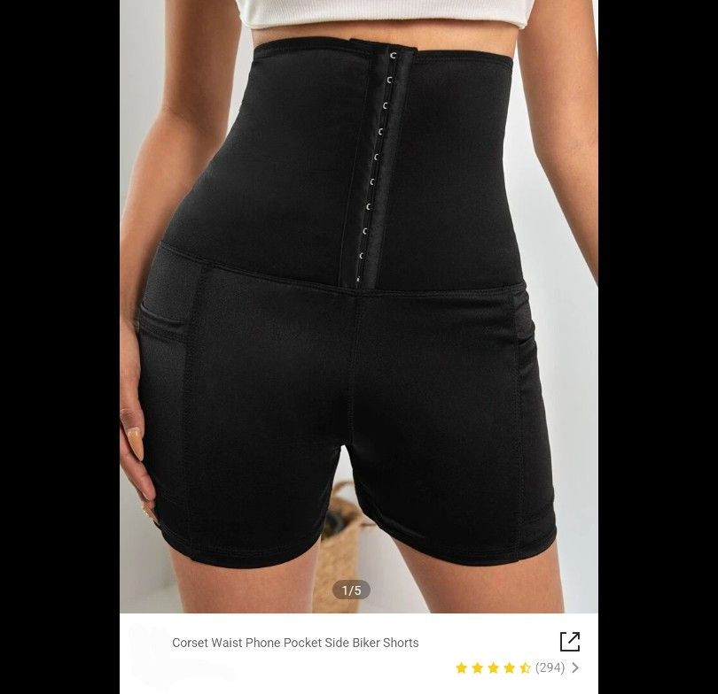 CORSET WAIST SIDE POCKETS SHORTS