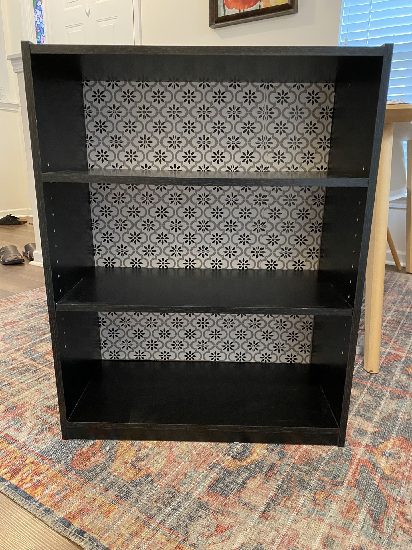 Billy Bookshelf- 3 Tiers. Black With Pattern 