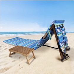 Brand New Beach Lounger / Chair With Table Tray 