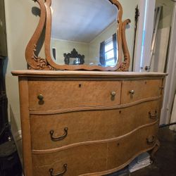Antique Dresser & Beveled  Mirror Need LOVE