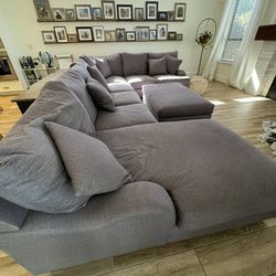 3 Piece Sectional Couch with Chaise + Ottoman from Living Spaces  