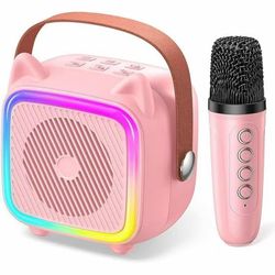 SXH Mini Karaoke Machine for Kids, Portable Bluetooth Speaker with Wireless Microphone, Toys Gifts for Girls Ages 4, 5, 6, 7, 8, 9, 10, 11, 12+ Year O