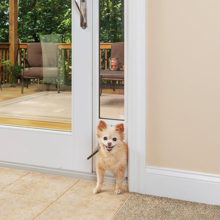 NEW 1-Piece Sliding Glass Patio Pet Door Dogs Cats Adjustable No-Cut Aluminum Insert Small White
