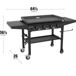 NEW 36IN 4 BURNER OMNIVORE BLACKSTONE FLAT TOP GRILL WITH FOLDING SIDE TABLES