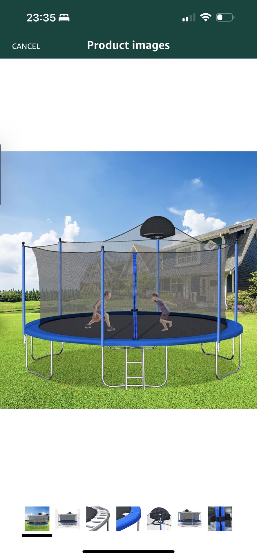 14FT Trampoline for Kids with Basketball Hoop, Outdoor Trampolines w/Ladder and Safety Enclosure Net for Boys and Girls