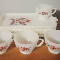 4 Tea Cup And Serving Plate Set 