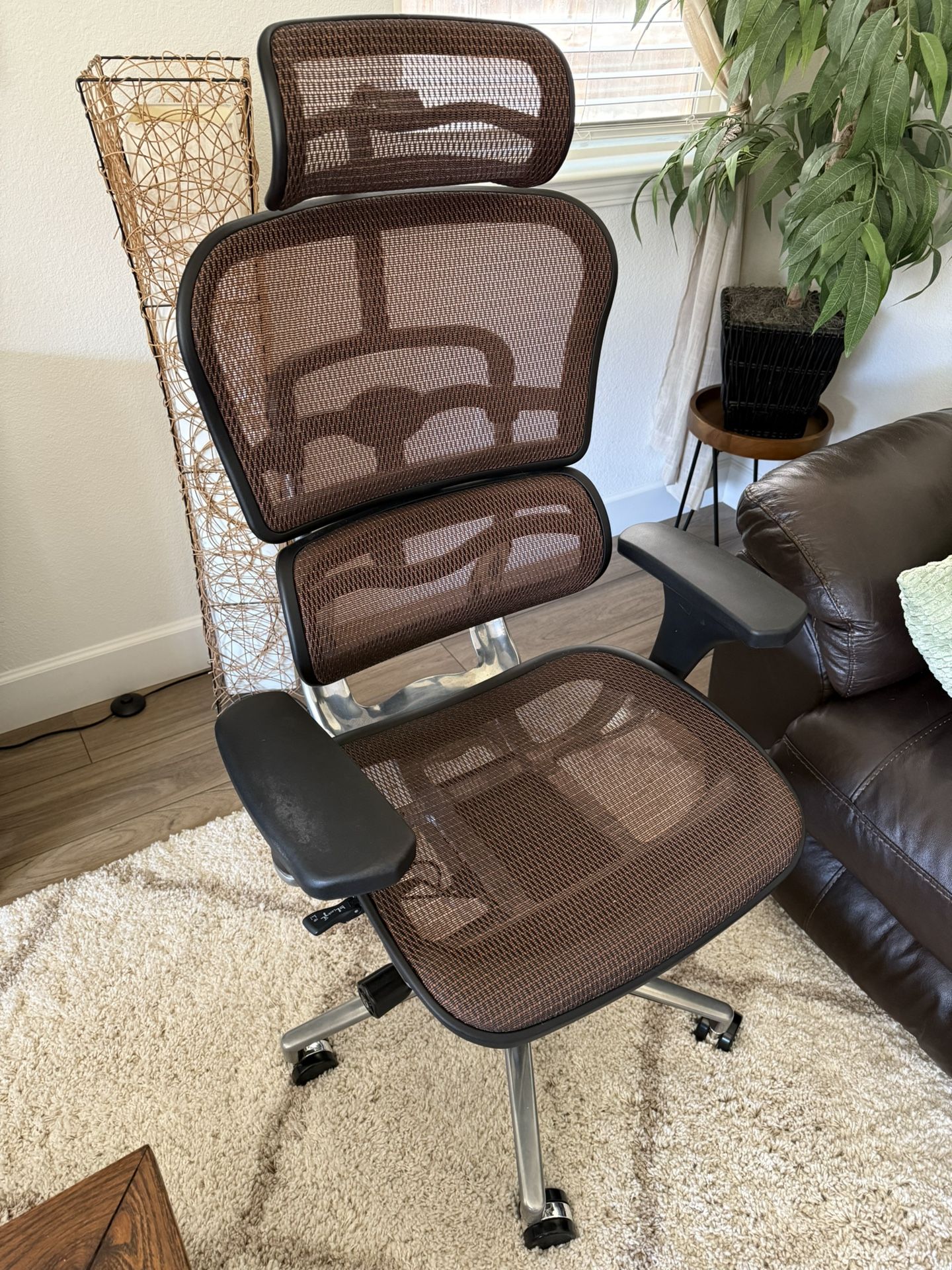 Eurotech Ergohuman Mesh Chair - High-Back Office Chair With Headrest - Copper