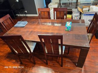 Glass Top Dining Table Set with 6 Chairs