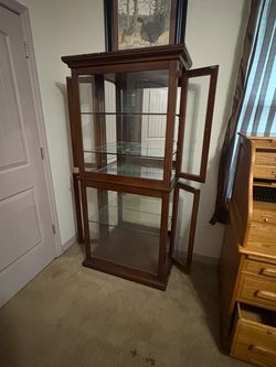 Wood and Glass Display Cabinet Curio