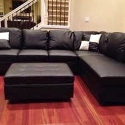 Black Leather Sectional Couch And Ottoman